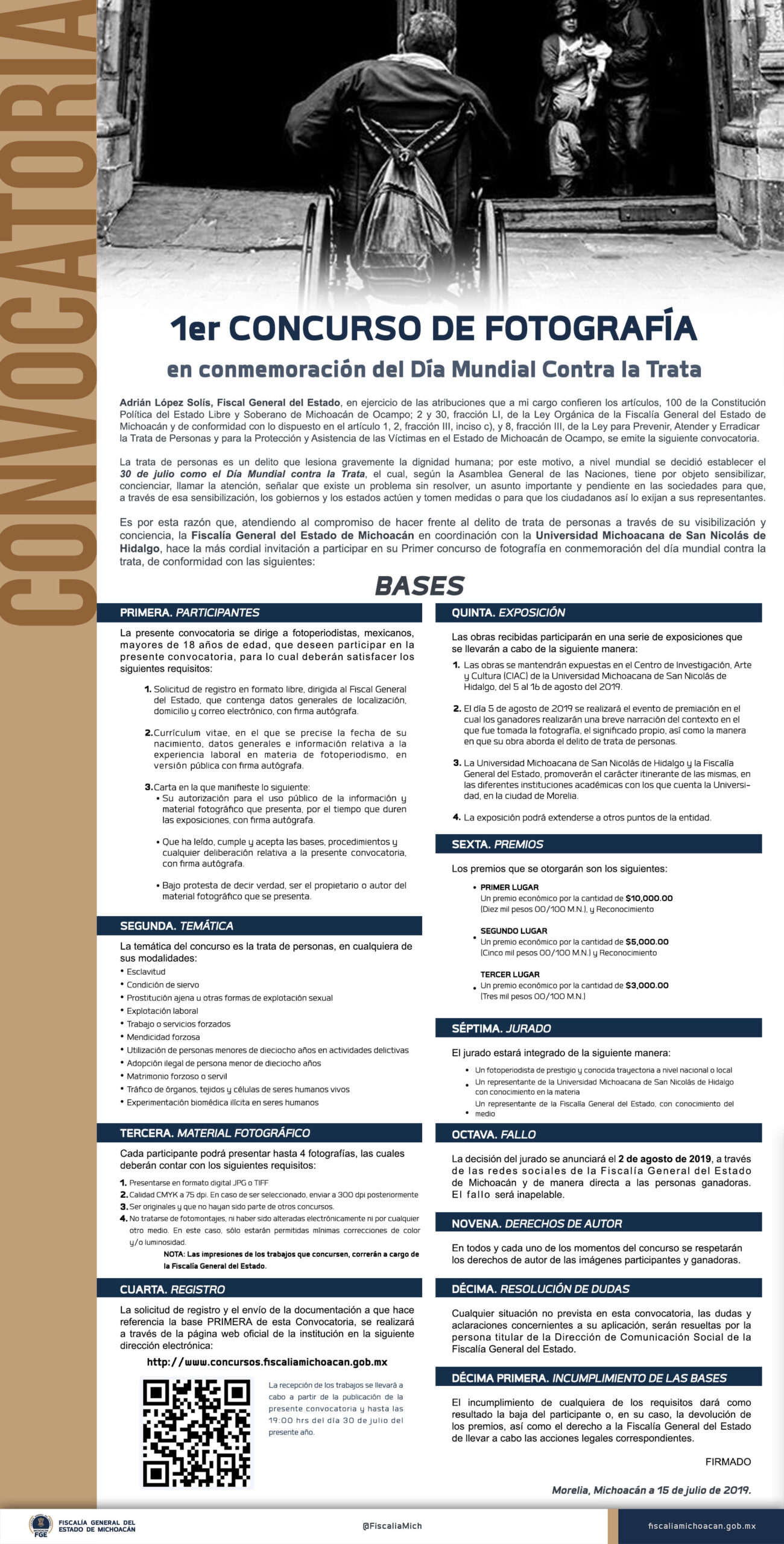  Invita FGE a primer concurso de fotografía en conmemoración del Día Mundial contra la Trata