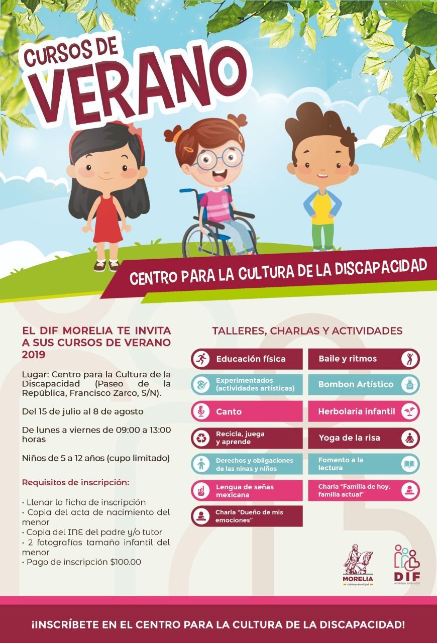  Invita DIF Morelia a cursos de verano