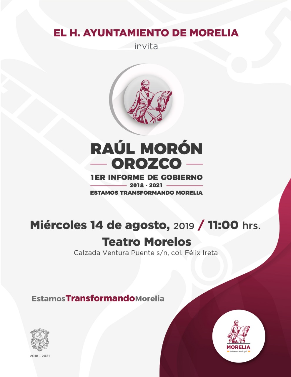  Raúl Morón rendirá informe de primer año de avances para la transformación de Morelia