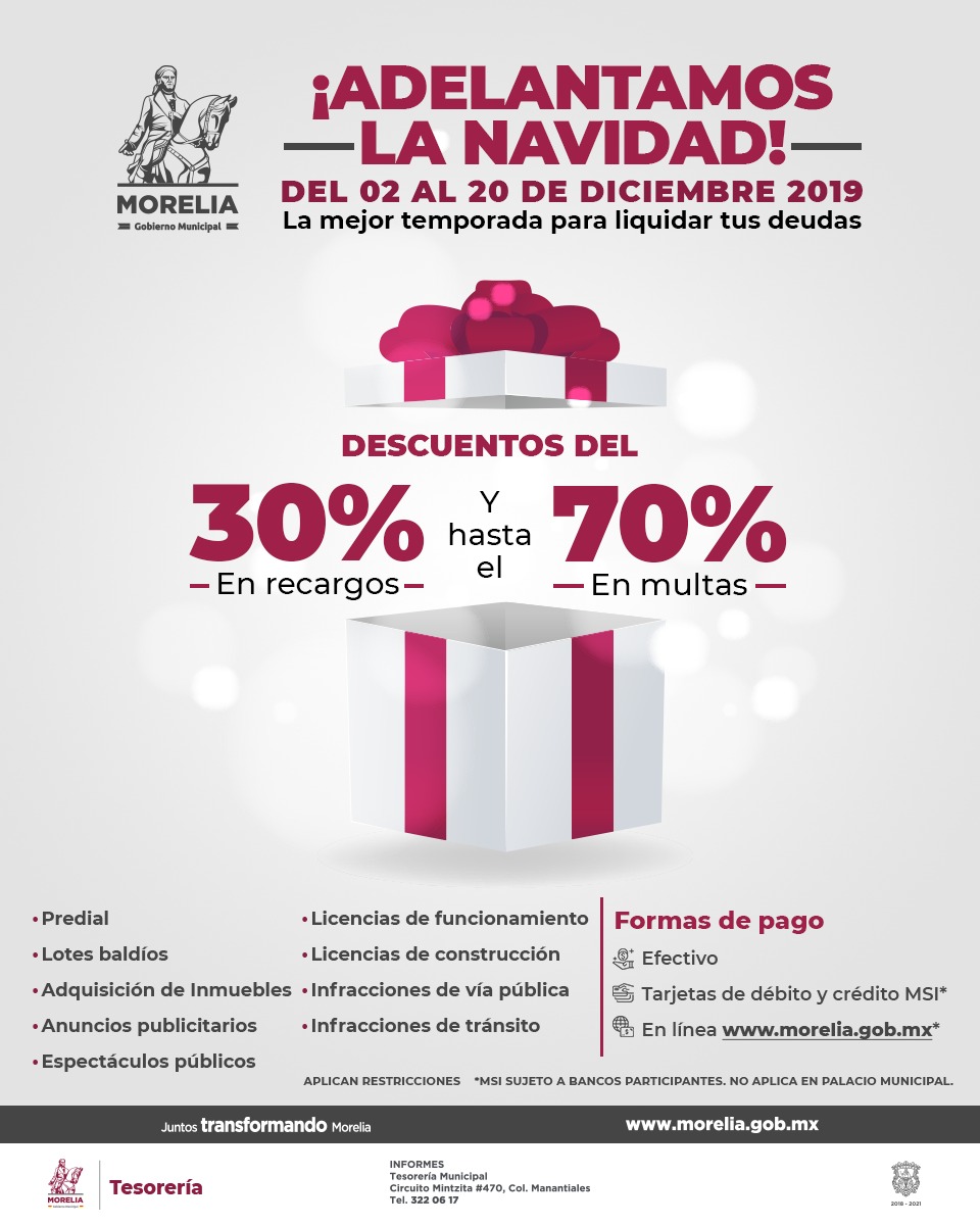 Tesorería de Morelia te “Adelanta la Navidad”