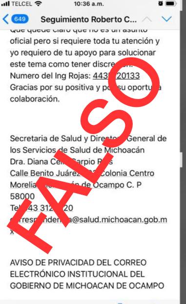 Alerta SSM sobre correos apócrifos