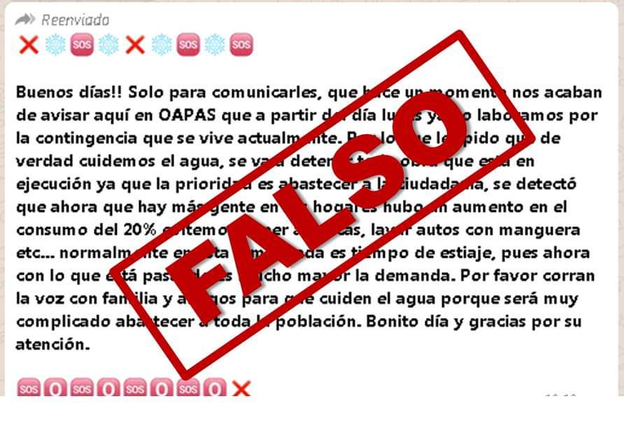  Ooapas desmiente información falsa