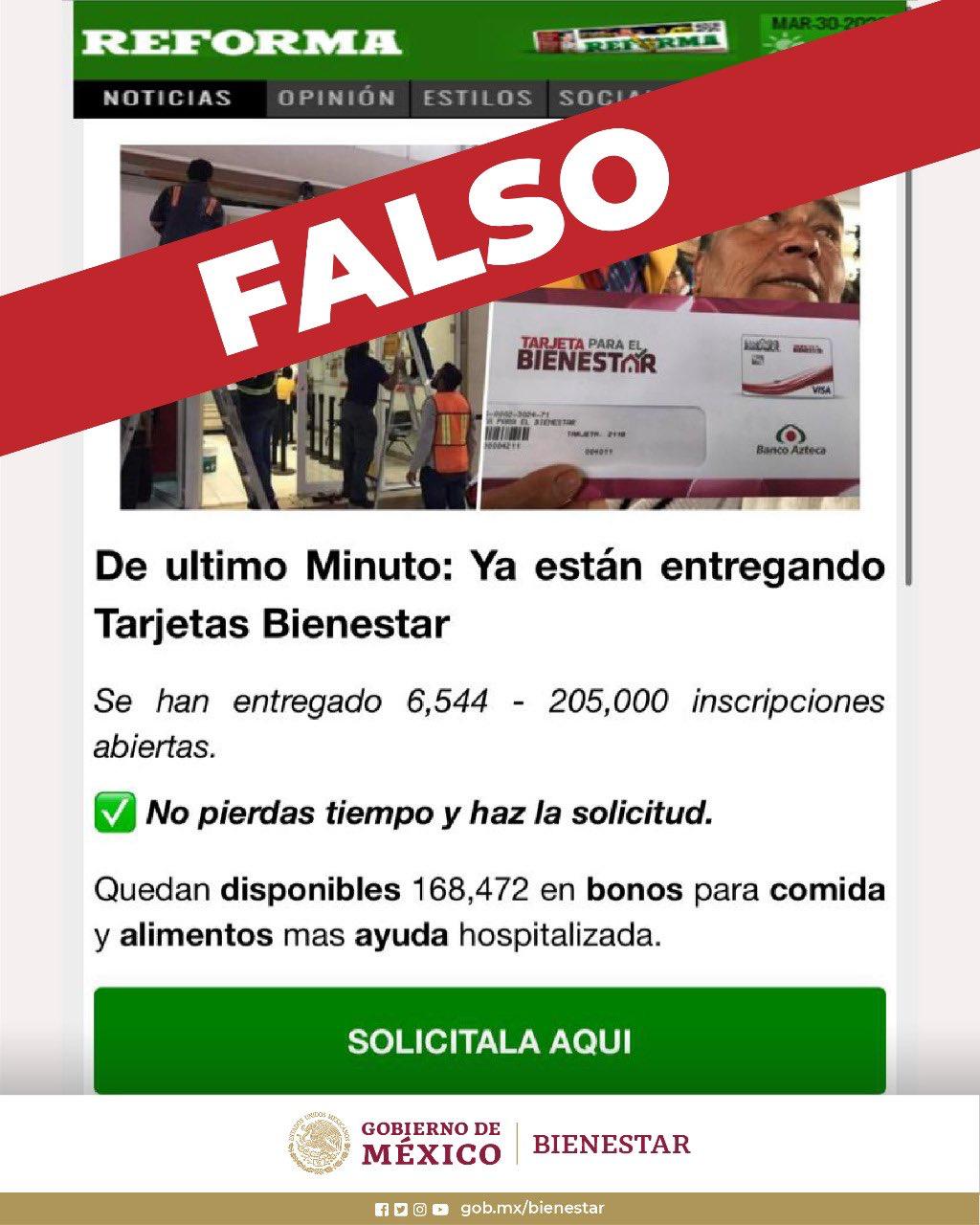  Denuncian intento de fraude en Internet con Tarjetas de Bienestar