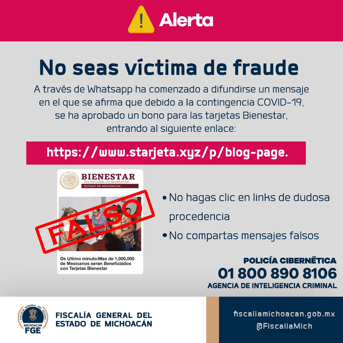  Alerta FGE a no caer en fraudes cibernéticos ante contingencia por COVID-19