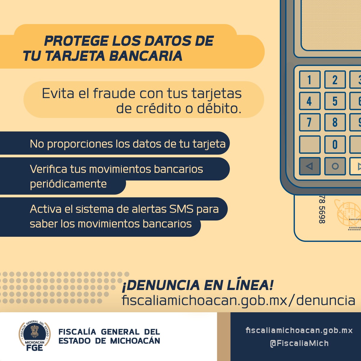  Exhorta FGE, a proteger datos de tarjetas bancarias para evitar fraudes