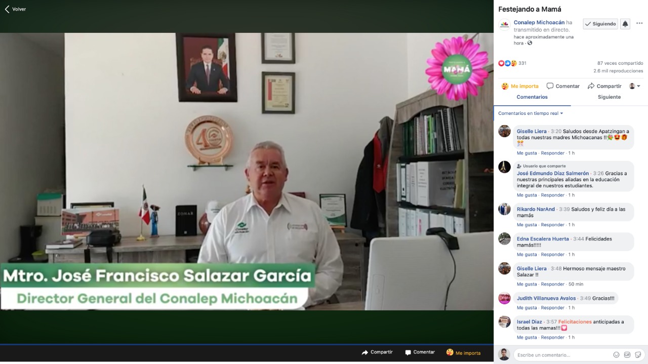  Festejan virtualmente a mamás del Conalep