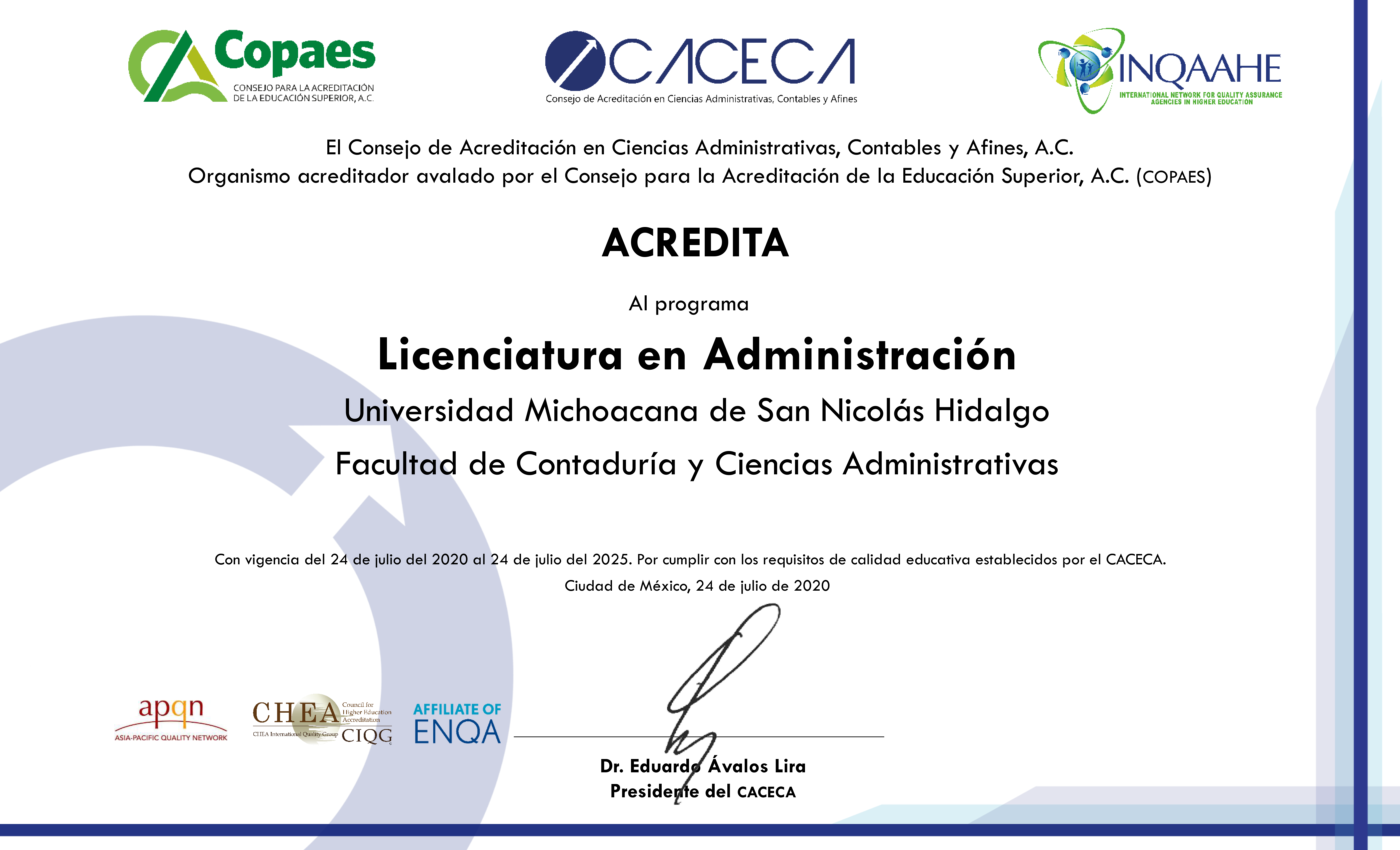 CACECA acredita los programas de Licenciatura en Contaduría y Administración de la UMSNH