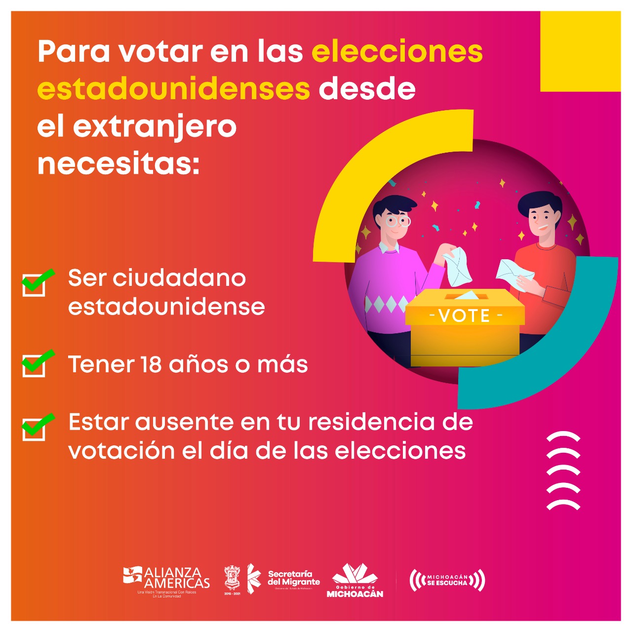  Orienta Gobierno de Michoacán a migrantes sobre sus derechos políticos en EU