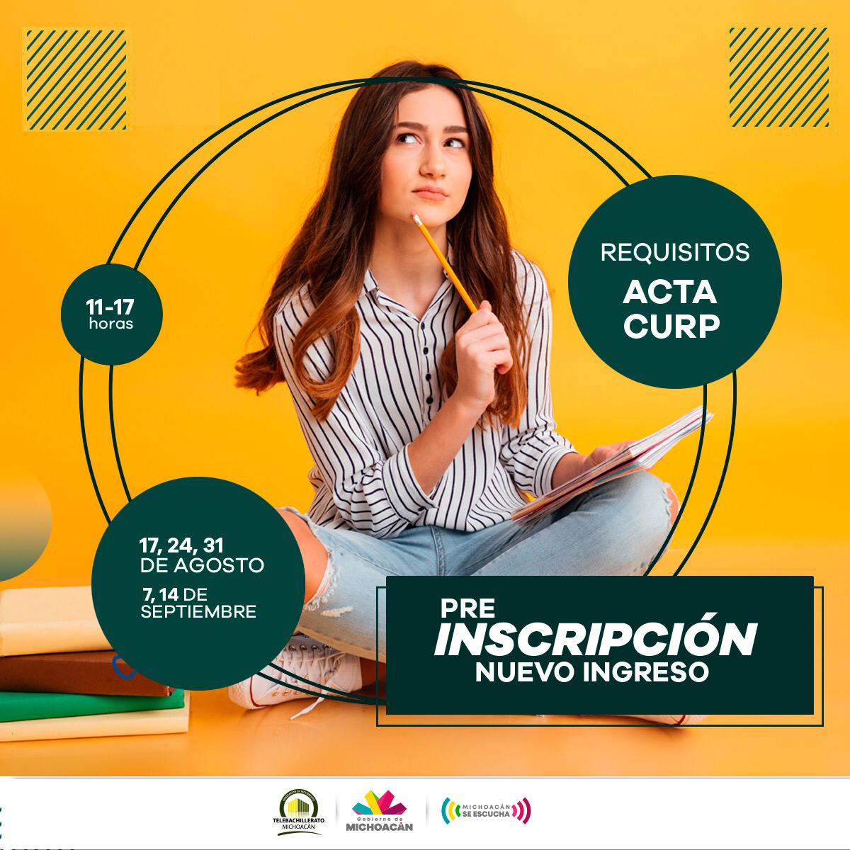 Abren inscripciones presenciales para ingreso en planteles del Telebachillerato