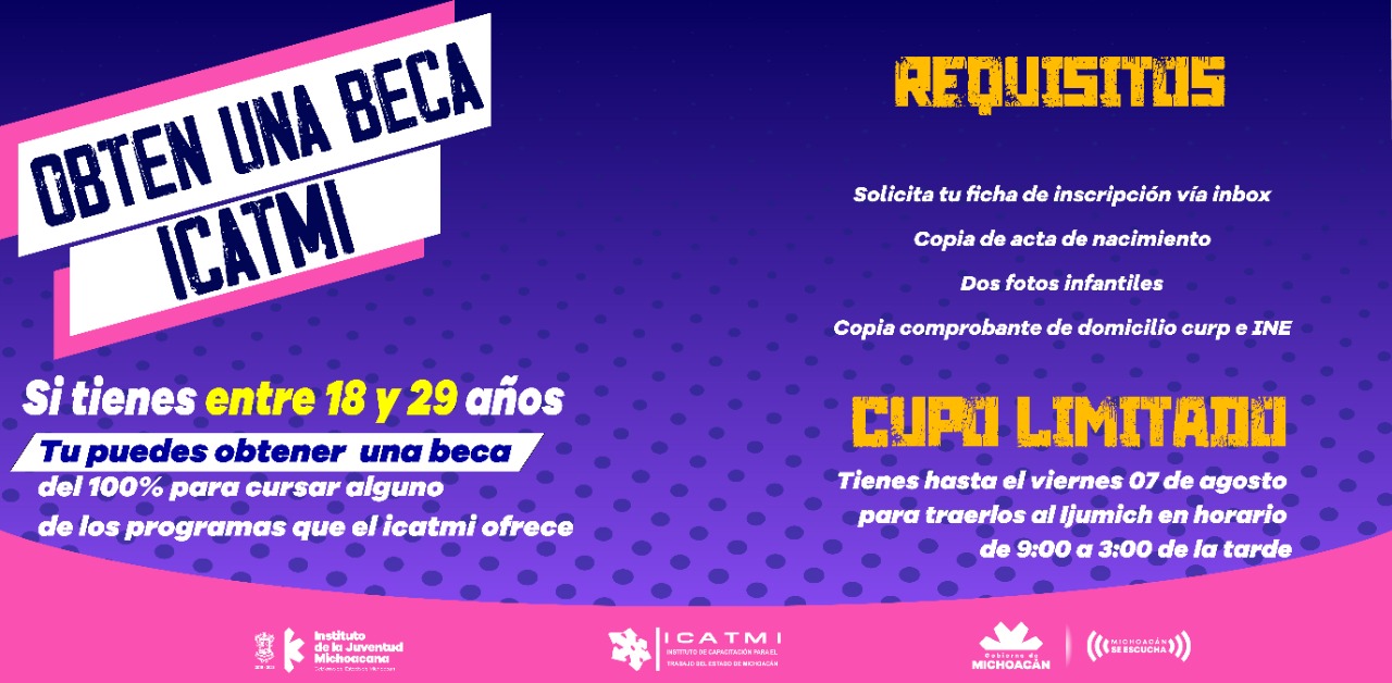  Otorgará Ijumich becas para el Icatmi del 100%, en el marco del Mes de la Juventud