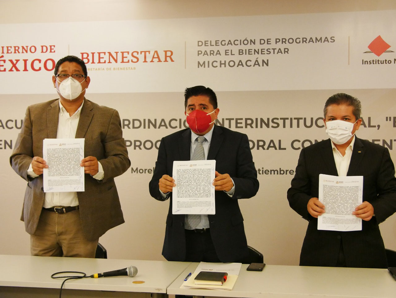  Firma Bienestar Michoacán acuerdo con INE e IEM para blindar programas