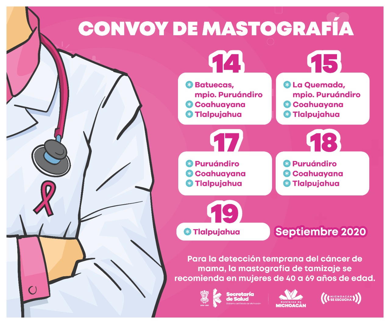  Con mastógrafos móviles, promueve SSM detección oportuna de cáncer de mama