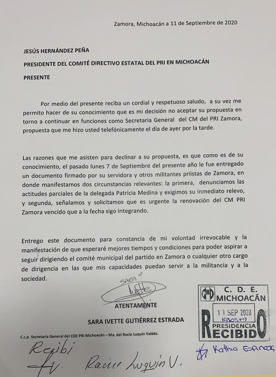  Imposición de Jesús Hernández Peña provoca fractura del PRI en Zamora