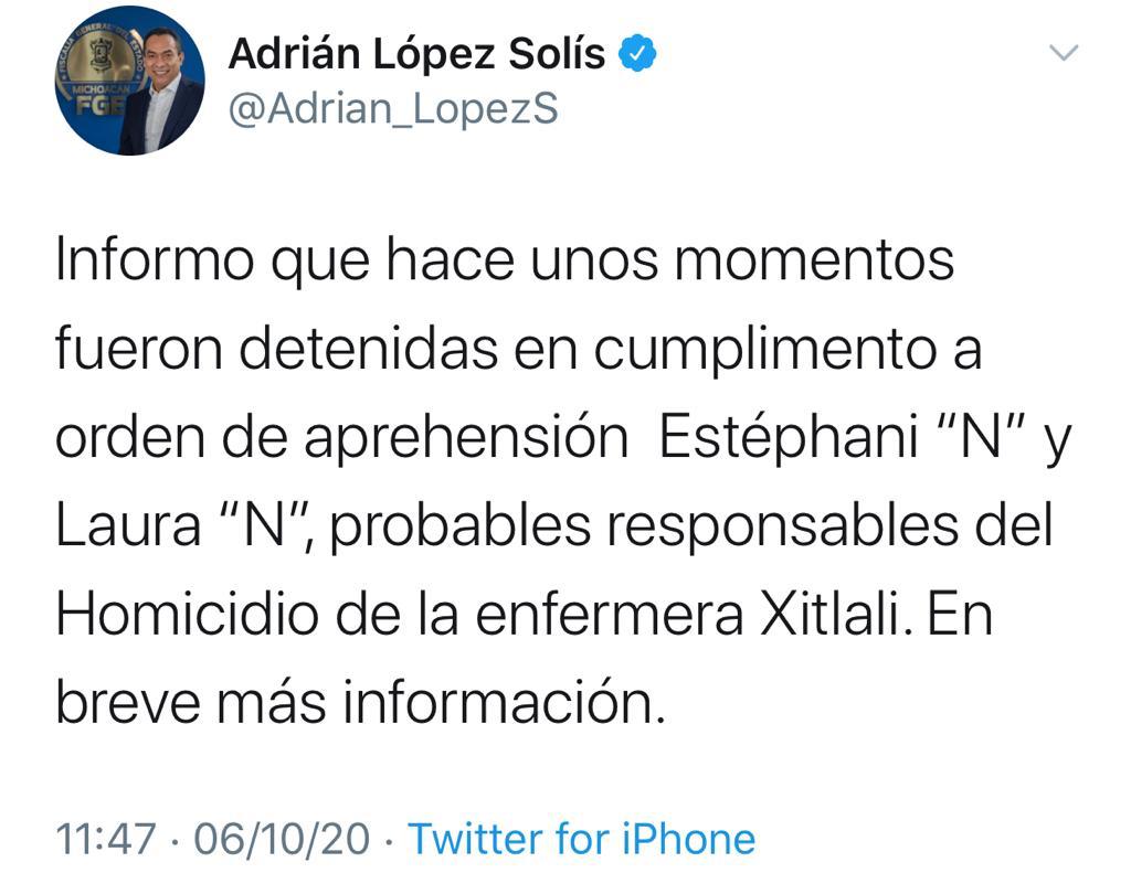  Detiene la FGE dos presuntas responsables del crimen de la enfermera Xitlali