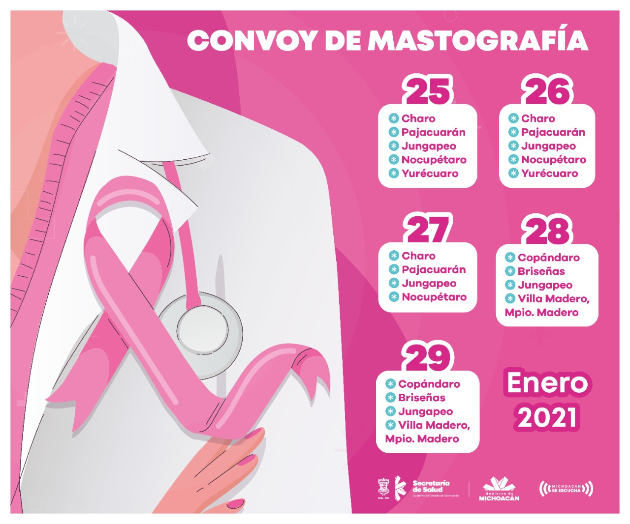  Recorrerán 11 municipios unidades móviles de mastografía: SSM