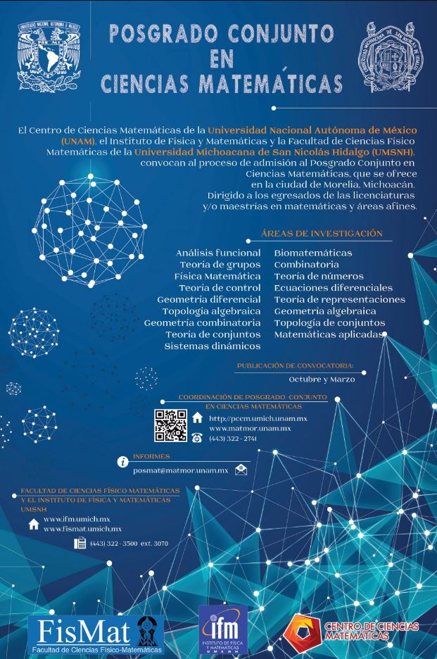  UMSNH convoca a posgrado en Ciencias Matemáticas