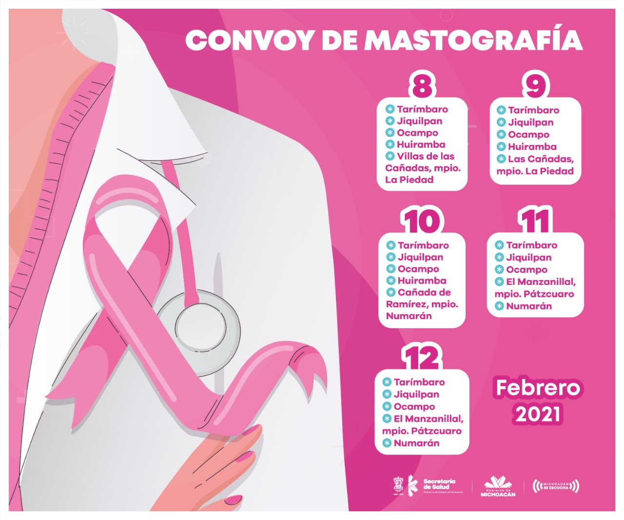  Detección oportuna de cáncer de mama, a través de mastógrafos móviles de la SSM