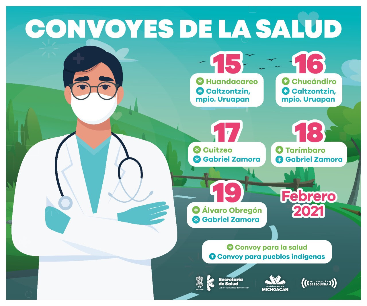 Convoyes de la Salud y para Pueblos Indígenas, desplegados en 7 municipios