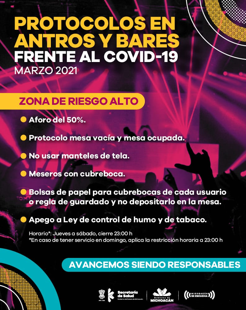  Antros y bares deben funcionar con 50% de aforo
