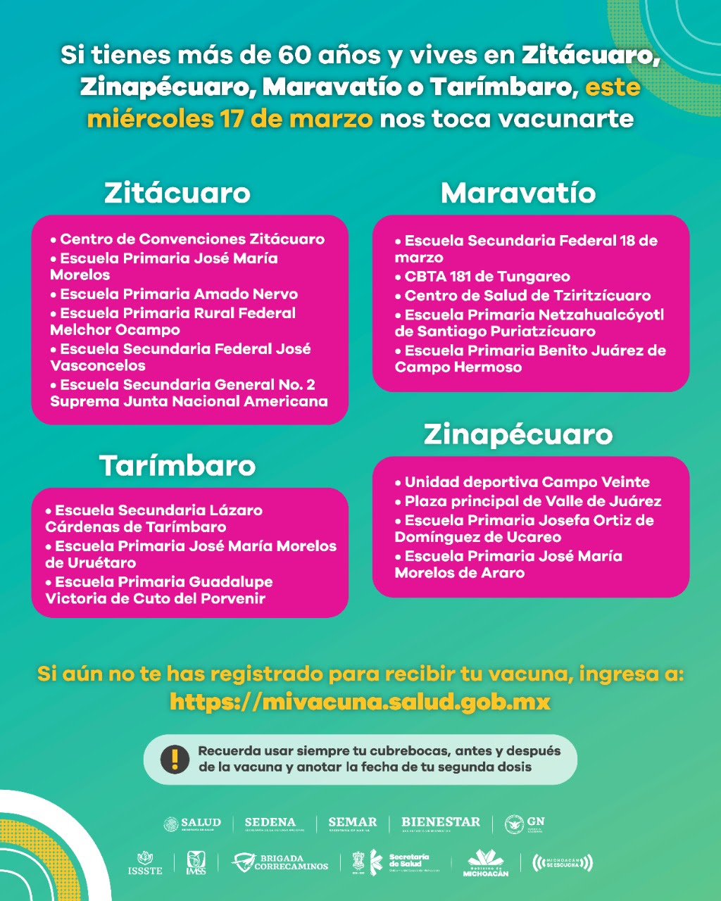  Llegan a Michoacán 33,600 vacunas contra COVID-19