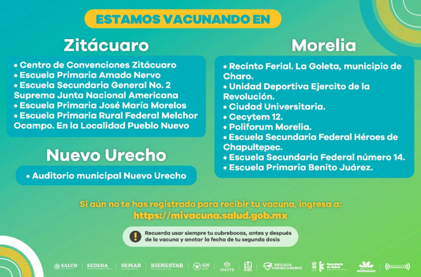  Continúan activos puestos de vacunación anti COVID-19 en 3 municipios