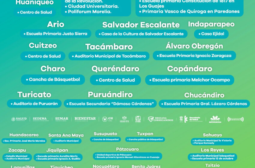  En operación 47 puestos de vacunación anti COVID-19 en 34 municipios