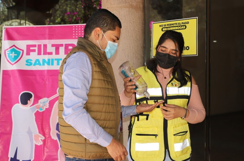  Promueve SSM uso de gel antibacterial a través de la instalación de filtros sanitarios