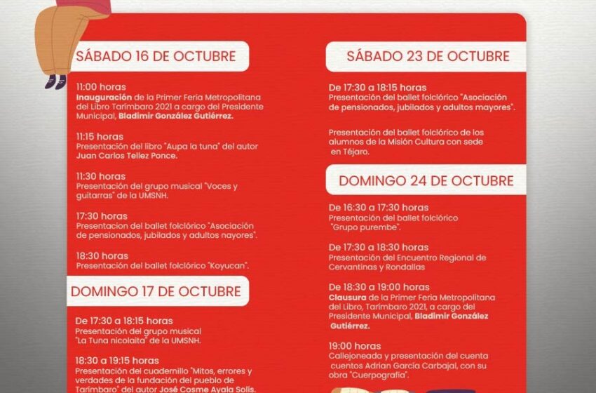  Este sábado inicia Primera Feria Metropolitana del Libro de Tarímbaro