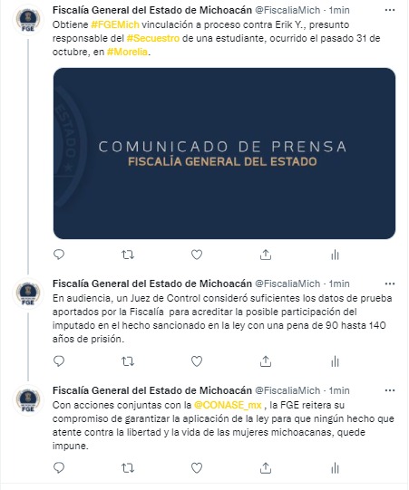  Vinculan a proceso a presunto responsable del secuestro y homicidio de la joven estudiante de 17 años