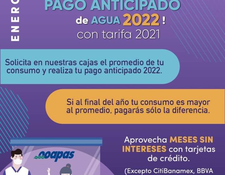  Continúa beneficio de pago anticipado en servicio de agua: OOAPAS