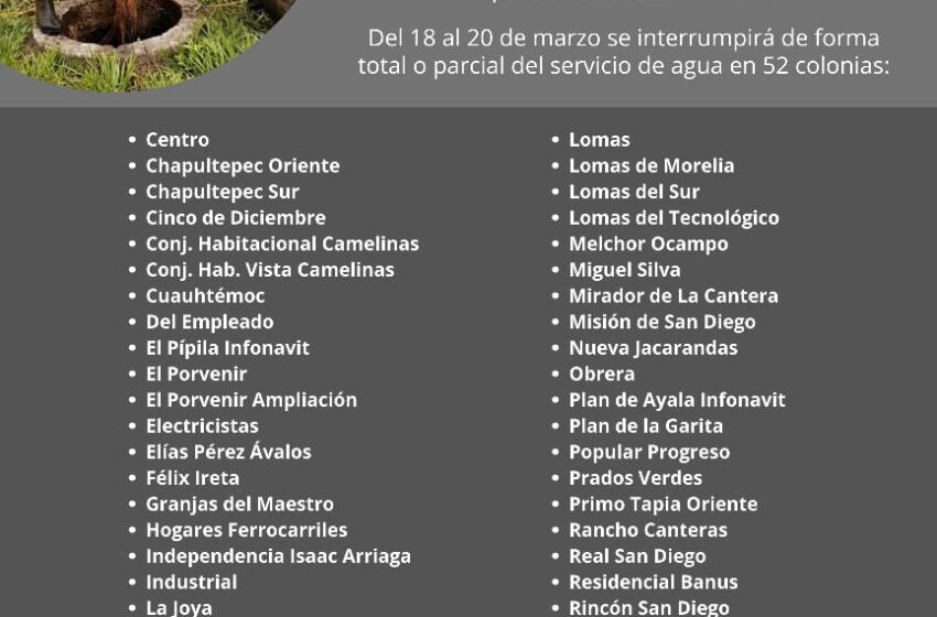  Mañana viernes inicia el mantenimiento al canal de la presa de Cointzio