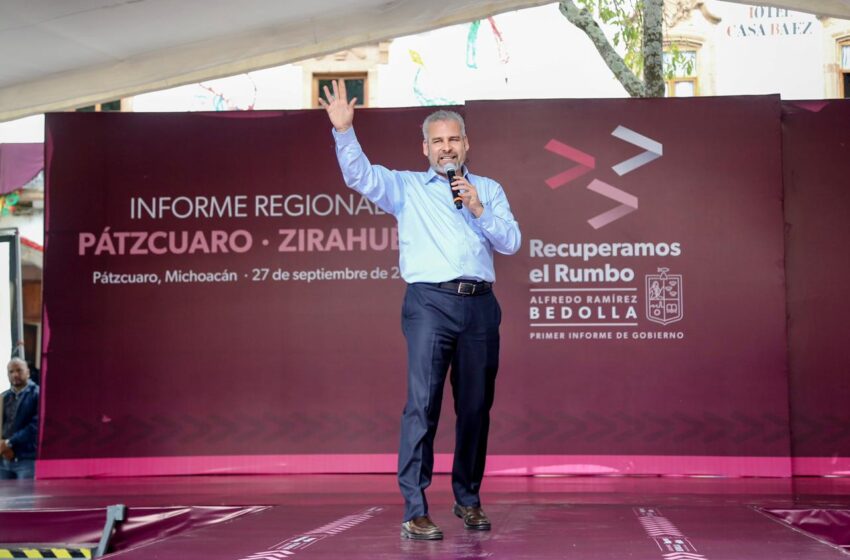 En Pátzcuaro, inicia Bedolla rendición de cuentas en plazas públicas