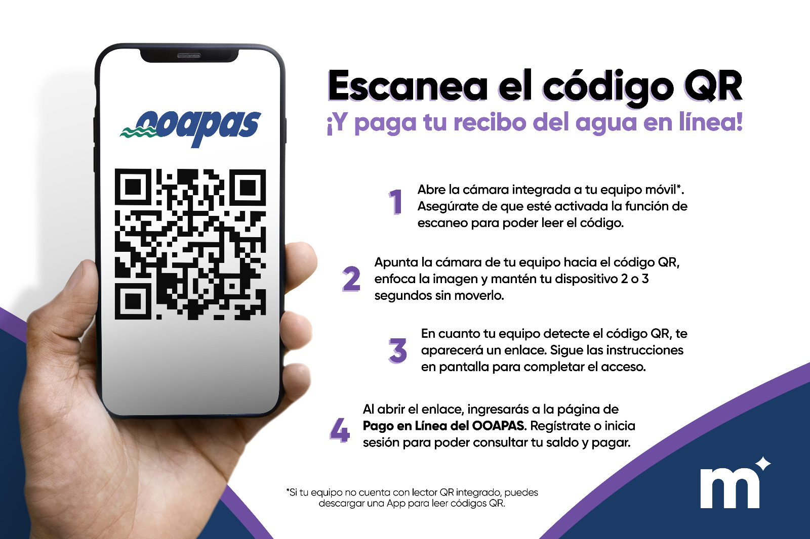  Con código QR, OOAPAS ofrece alternativa para pagar en línea