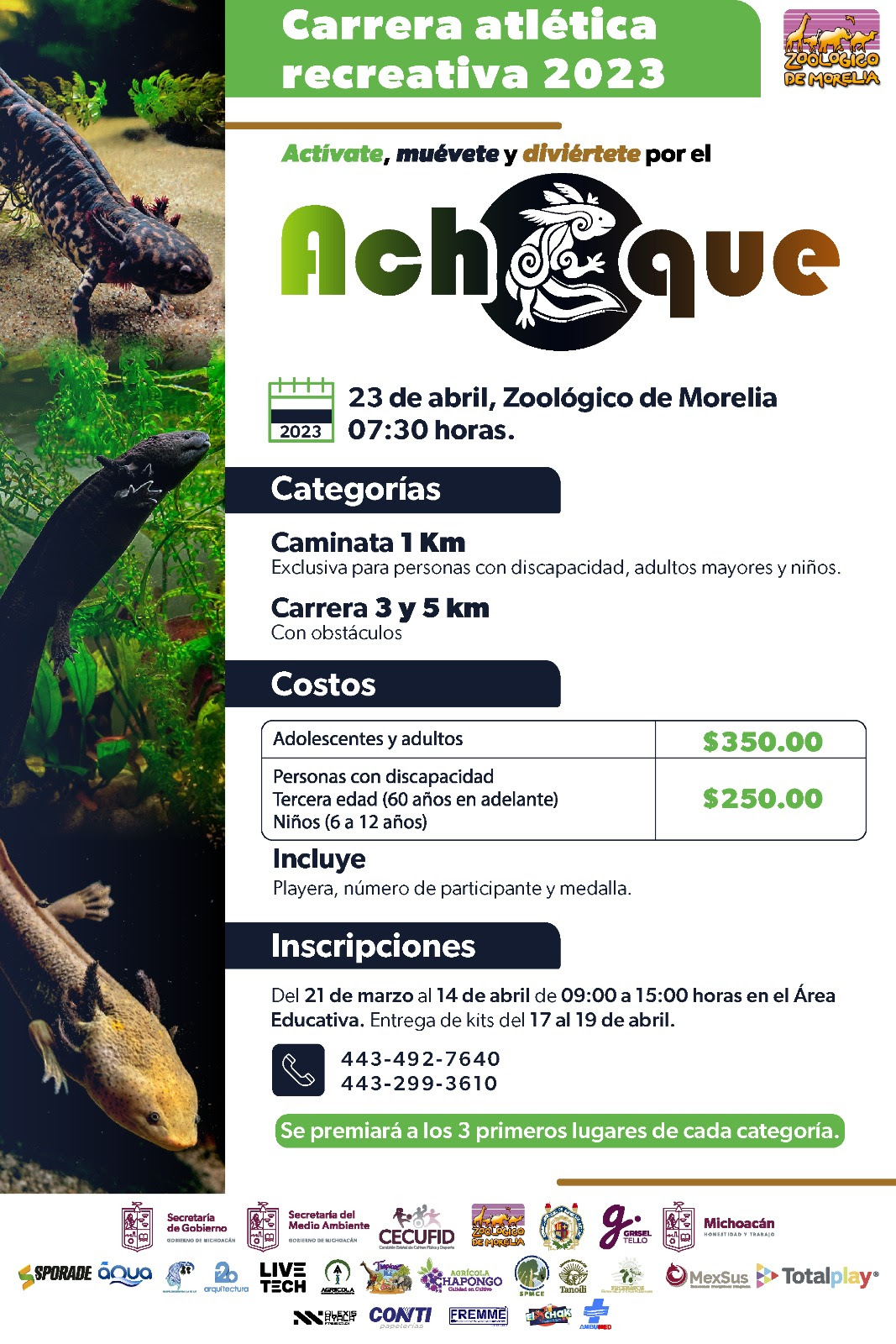  Anuncia Zoológico de Morelia carrera atlética a favor del achoque