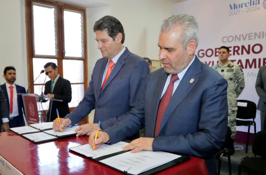  Gobiernos de Michoacán y Morelia firman convenio de coordinación en seguridad