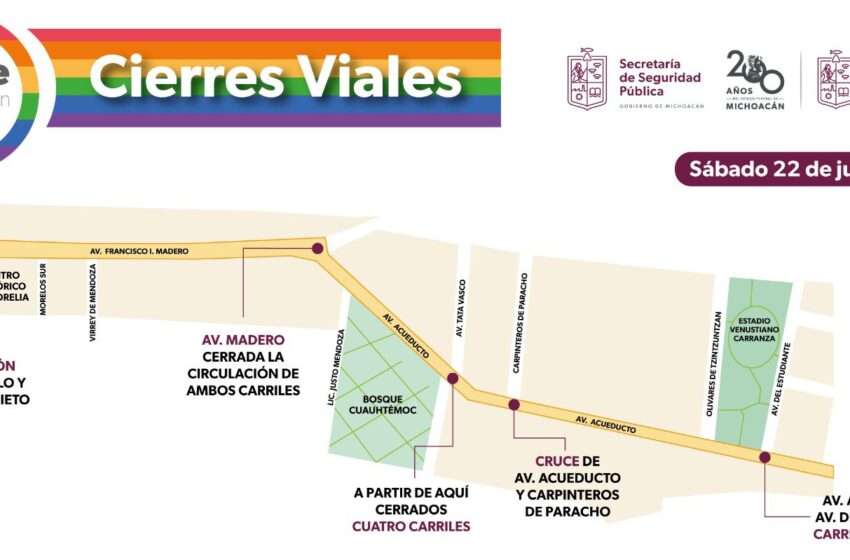  Conoce los cierres viales en Morelia por la marcha del orgullo LGBTTTIQ+