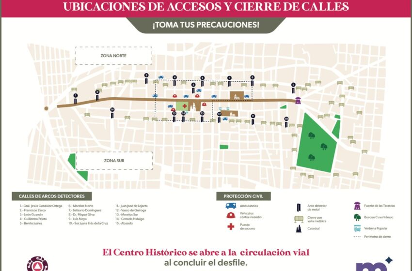 Conoce los accesos y cierres viales por el desfile del 30 de septiembre en Morelia