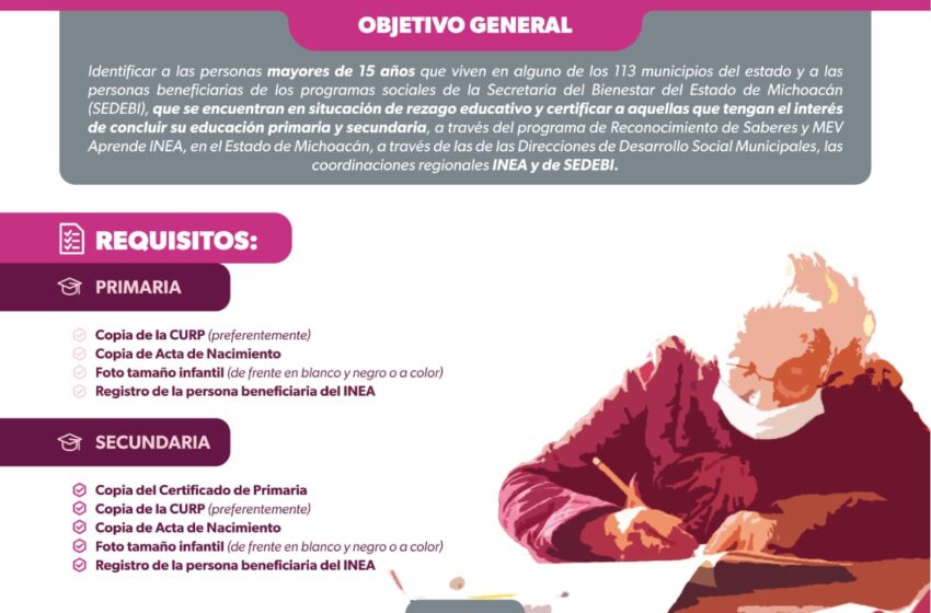 ¿Tienes más de 15 años y no terminaste la primaria o secundaria? Hazlo con este programa de la Sedebi