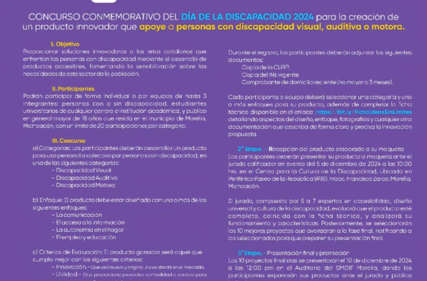 DIF Morelia lanza concurso de productos innovadores para personas con discapacidad