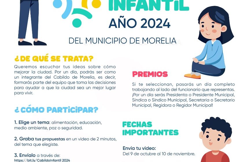  Gobierno de Morelia invita a las niñas y niños a formar parte del Cabildo Infantil 2024