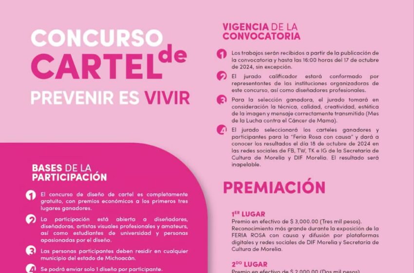  DIF Morelia y Secretaría de Cultura invitan al concurso de cartel ‘Prevenir es vivir’
