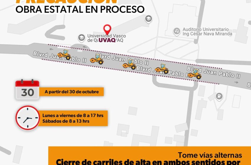SCOP construye cruces seguros en avenida Juan Pablo II, en Morelia