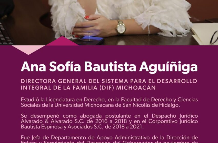  Nombra Bedolla a Sofía Bautista como nueva directora del DIF Michoacán