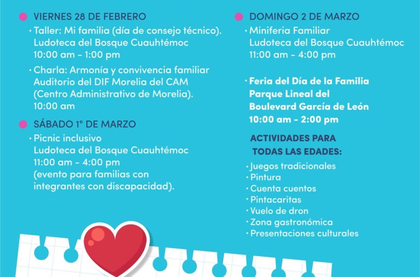  DIF Morelia invita a celebrar el Día de la Familia