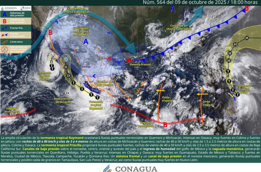  Por tormenta “Raymond”, Conagua mantiene monitoreo en 7 municipios michoacanos